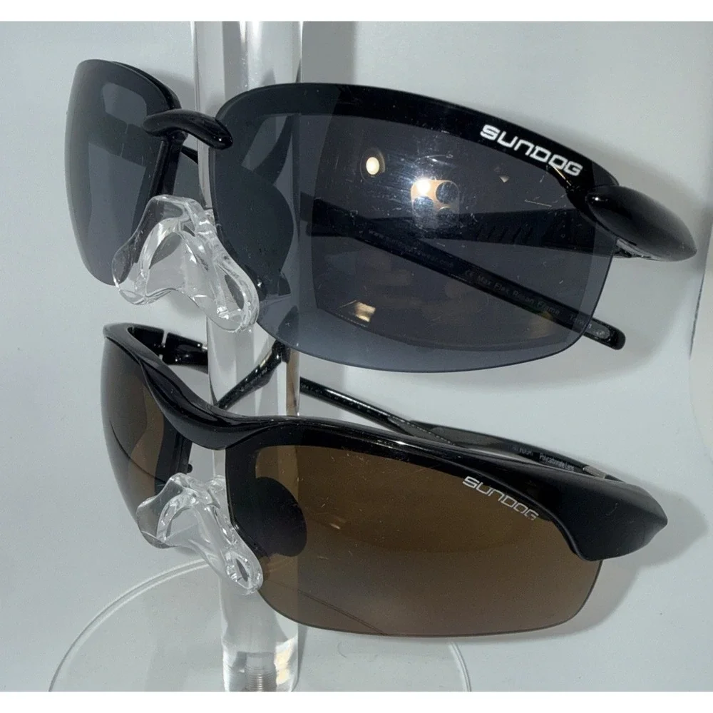 2 pair SUNDOG Authentic RARE Wrap Sunglasses - Black Bomb & Brown Flight- Invest